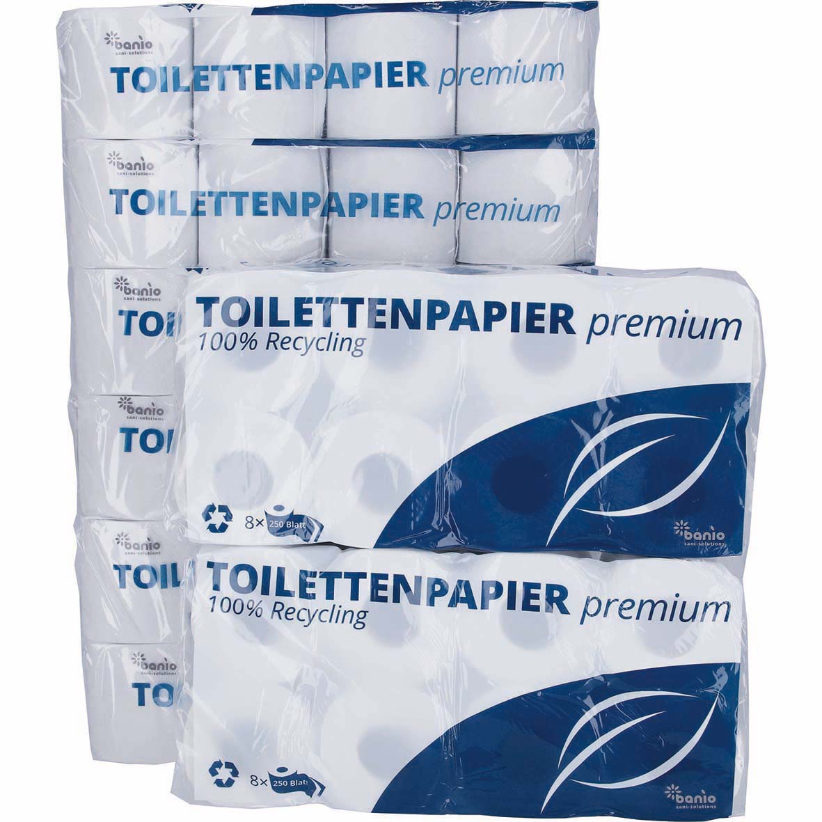 Papier toilette Banio, rouleaux standard 2 plis, 250 feuilles