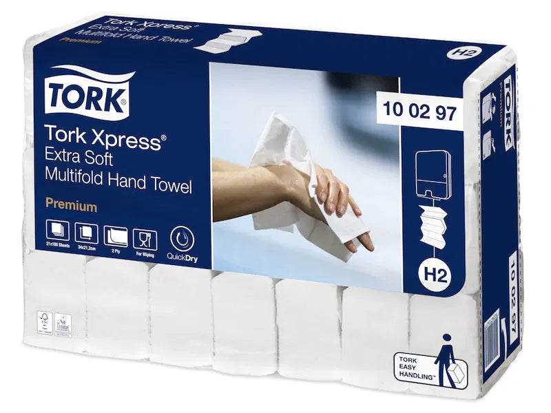 Serviettes à mains extra-douces multipliées Tork Xpress® 100297 H2 2 plis