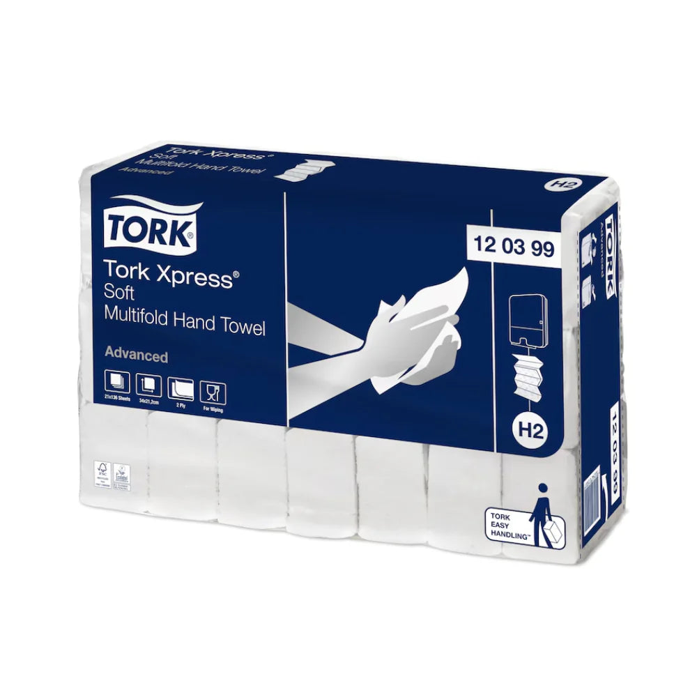 Serviette Tork Xpress® 120399 Douce Multipliable Advanced H2 2 plis 34 cm