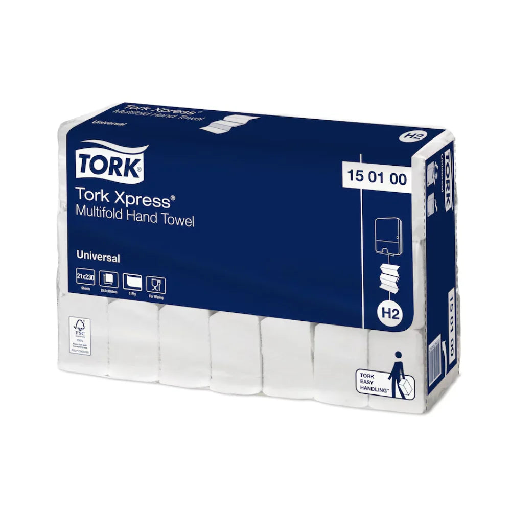 Serviettes à mains multi-plis Tork Xpress® 150100 Universelles H2 1 pli 25,5 cm