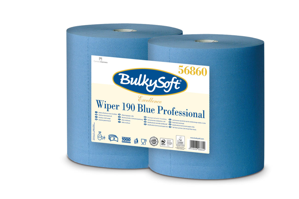Rouleau de nettoyage BulkySoft Excellence Blue Power Maxi, 3 plis, 190 m