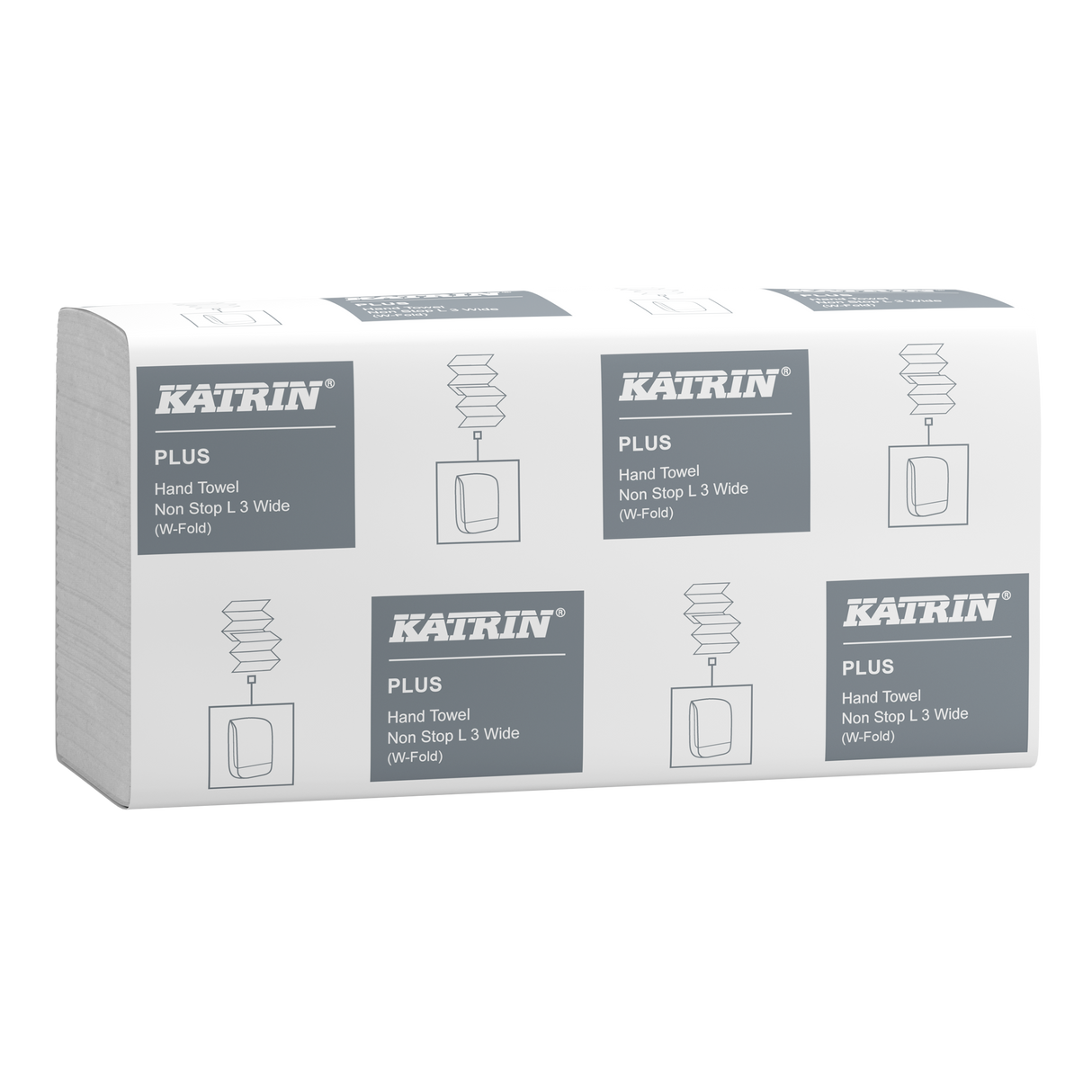 Essuie-mains Katrin Plus W-fold Non Stop L Wide 90 feuilles 3 plis, format pratique