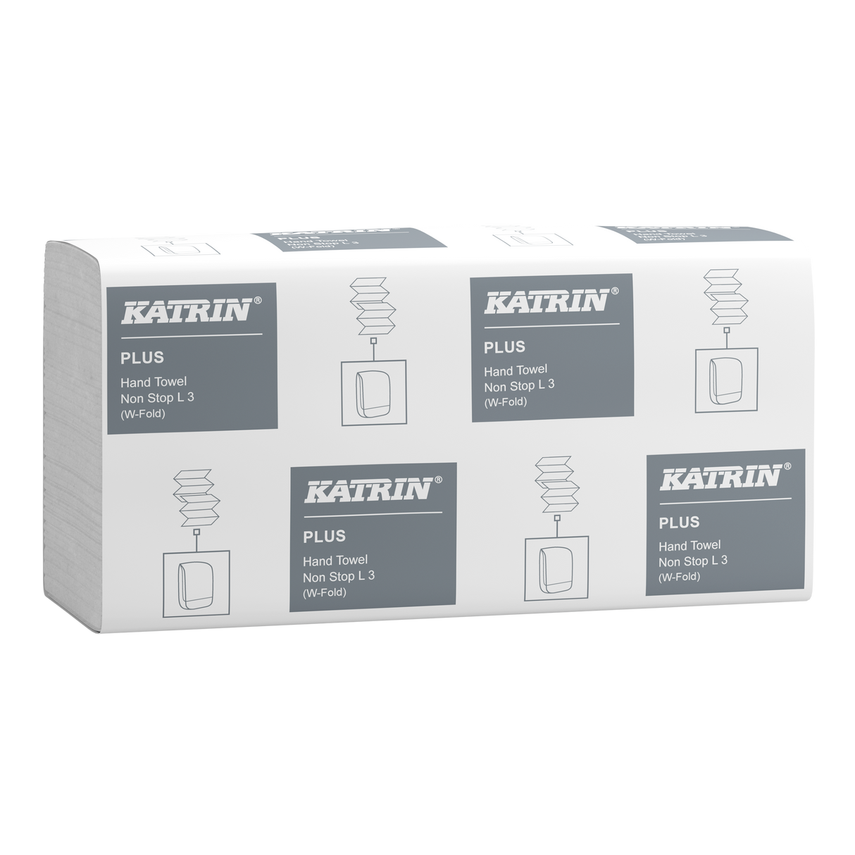 Essuie-tout Katrin Plus W-fold Non Stop, 90 feuilles, 3 plis, format pratique