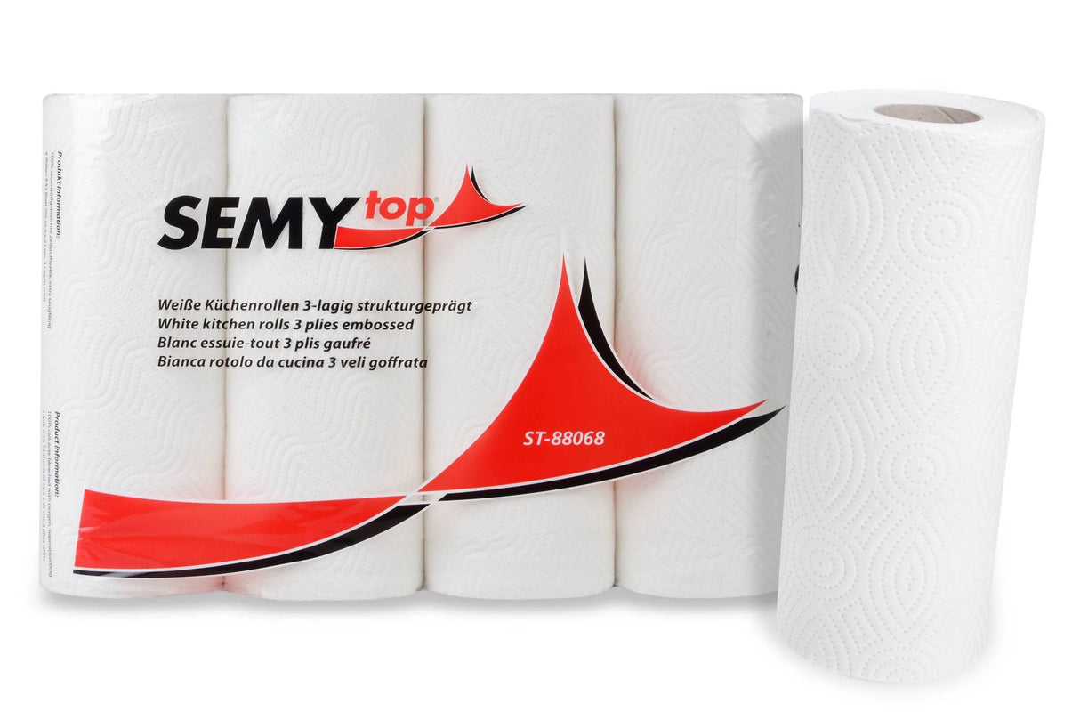 Rouleau de cuisine SemyTop, 3 plis, 12 rouleaux de 4 pouces