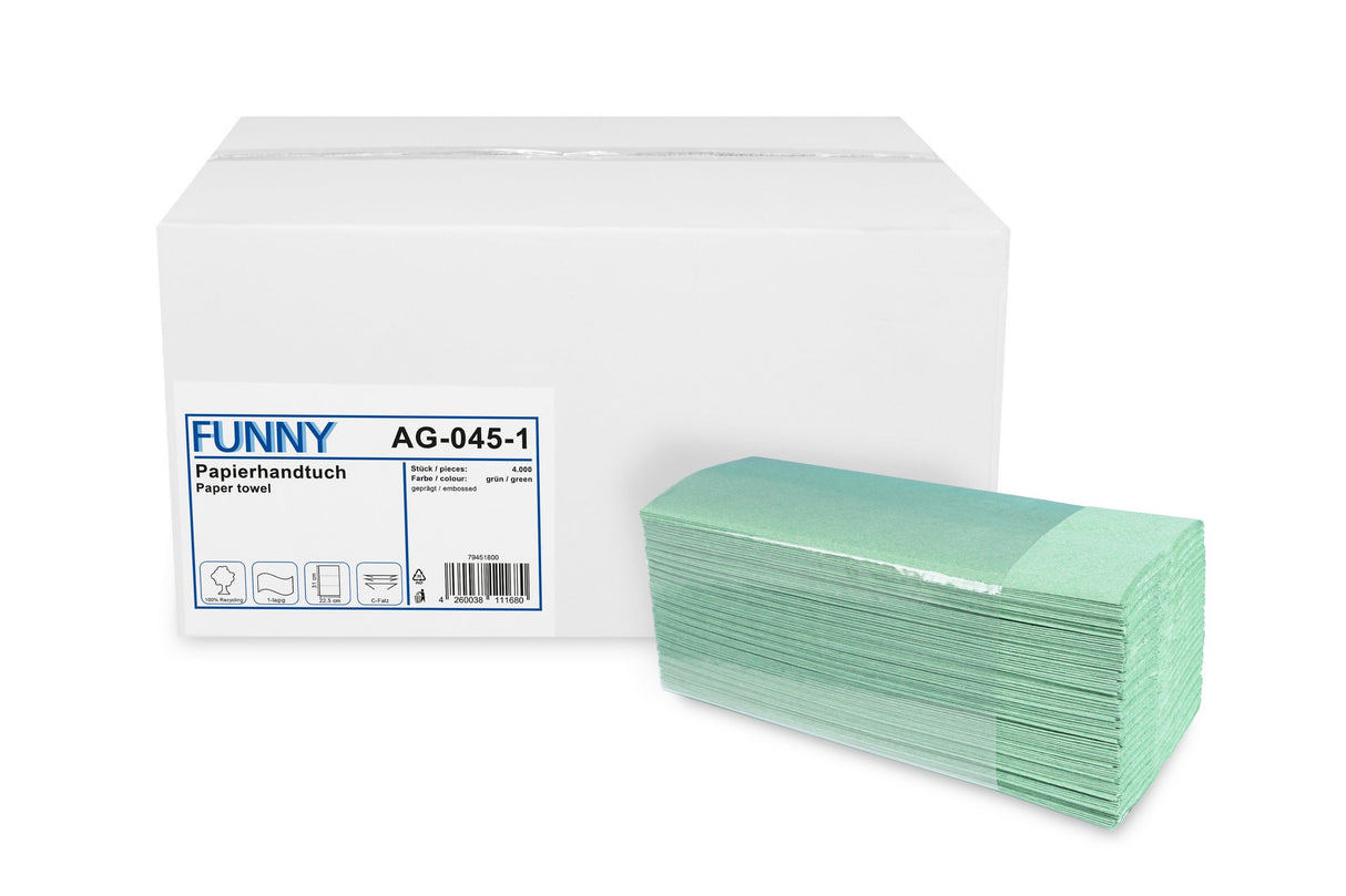 Essuie-tout humoristique, plié en C, 1 pli, vert recyclé, 22,5 x 31 cm