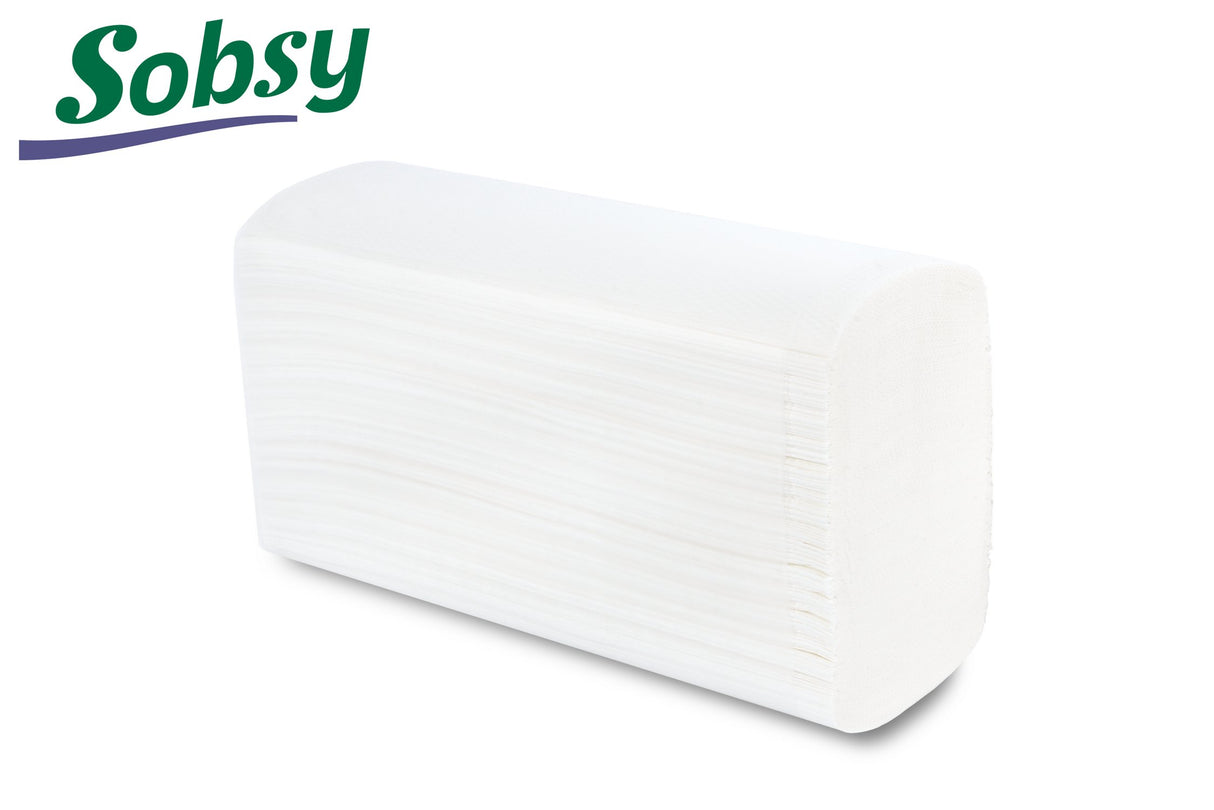 Essuie-tout Sobsy, pliage en Z, 2 plis, blanc éclatant, 20,6 x 24 cm