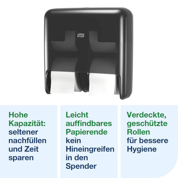 Distributeur Tork OptiServe® pour papier toilette sans mandrin, 4 rouleaux, Elevation T7