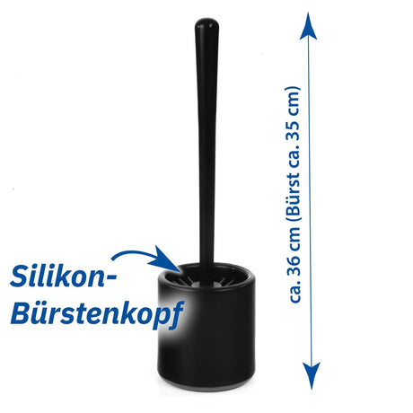 WC-Garnitur schwarz mit grauem Silikonbürstenkopf