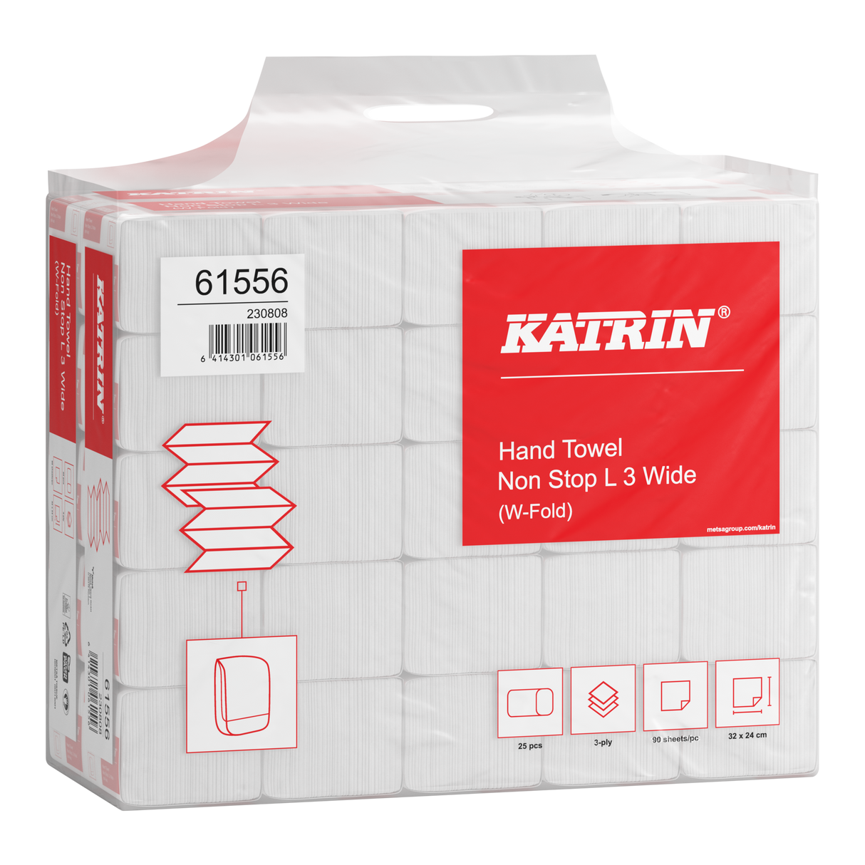 Katrin W-Falz Falthandtücher Non Stop L Wide 90 Blatt 3-lagig, Handy Pack