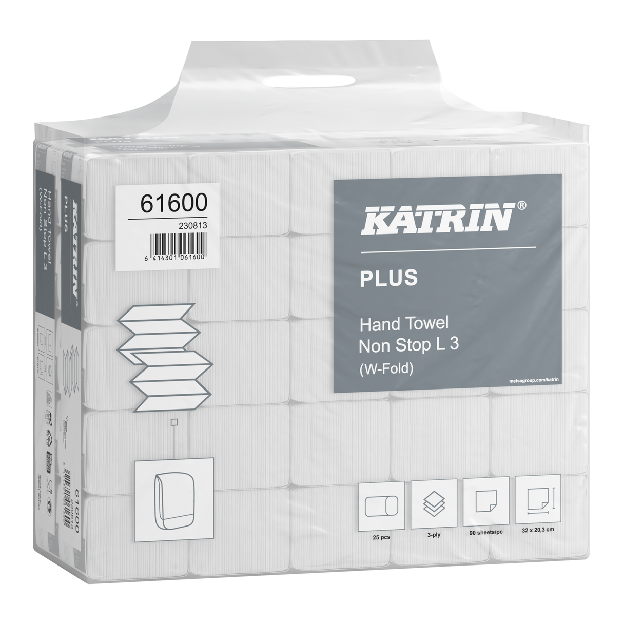 Katrin Plus W-Falz Falthandtücher Non Stop L 90 Blatt 3-lagig, Handy Pack