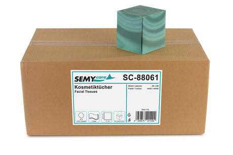 SemyCare Kosmetiktuchboxen in Würfelform, 3-lagig, 60er Box