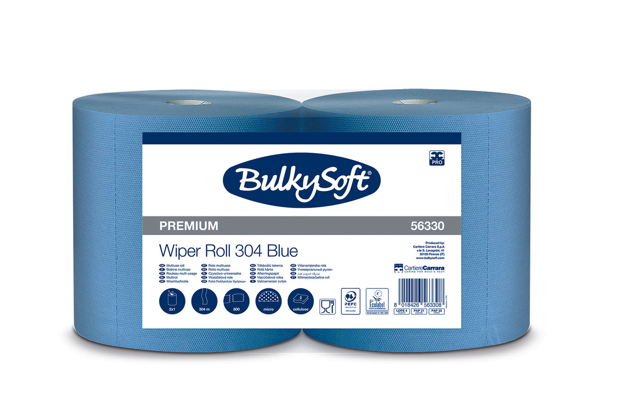 Rouleau de nettoyage BulkySoft Excellence Blue Power Maxi, 2 plis, 304 m