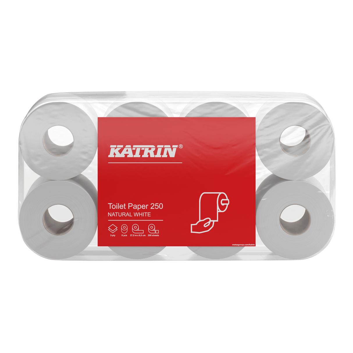 Katrin 169505 | Toilettenpapier 2 - lagig, Zellstoff, 250 Blatt - Hygienico