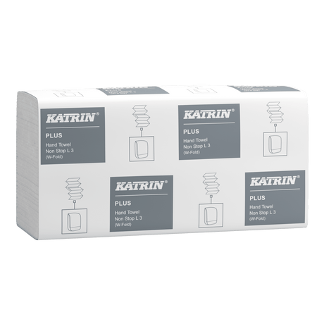 Katrin Plus W-Falz Falthandtücher Non Stop L 90 Blatt 3-lagig, Handy Pack - Hygienico