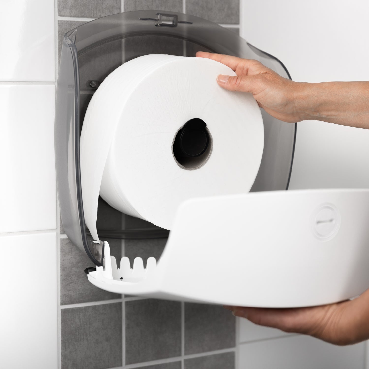 Distributeur de papier toilette géant Katrin L, pour rouleaux jumbo